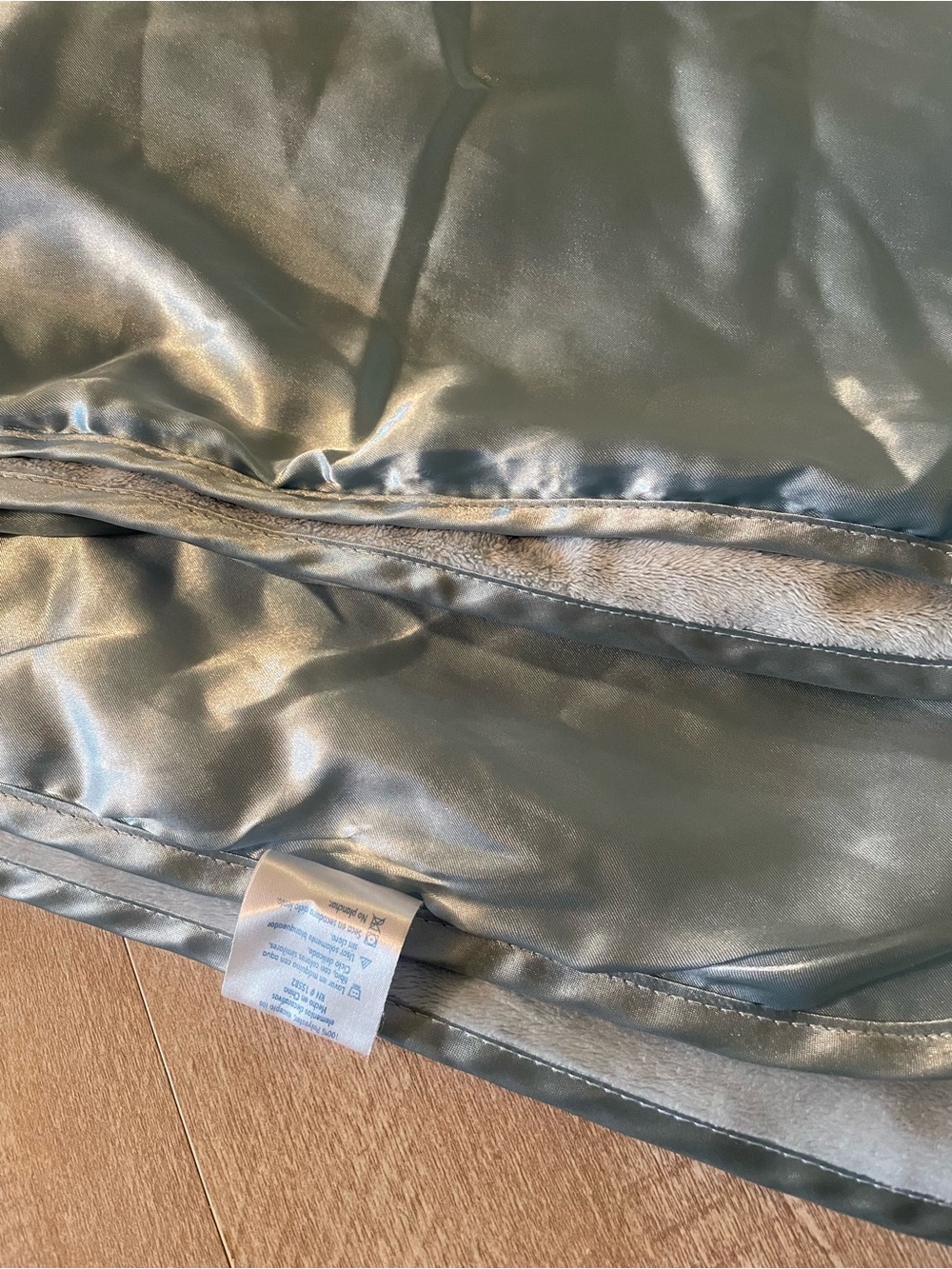 Vintage blue jean teddy light blue velour satin baby blanket receiving infant